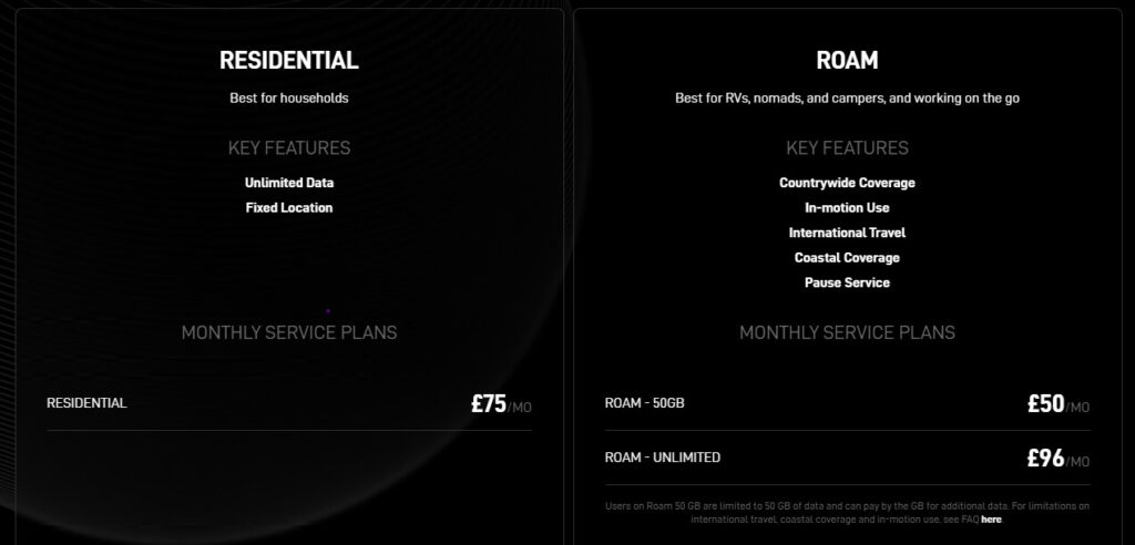 starlink tariffs personal